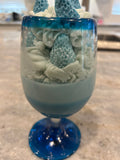 custom handmade blue cream candle